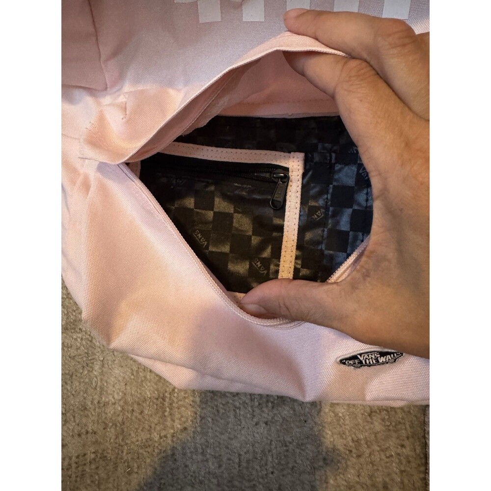 EUC Vans Sporty Realm Cloud Pink Checkerboard Backpack - Picture 3 of 5